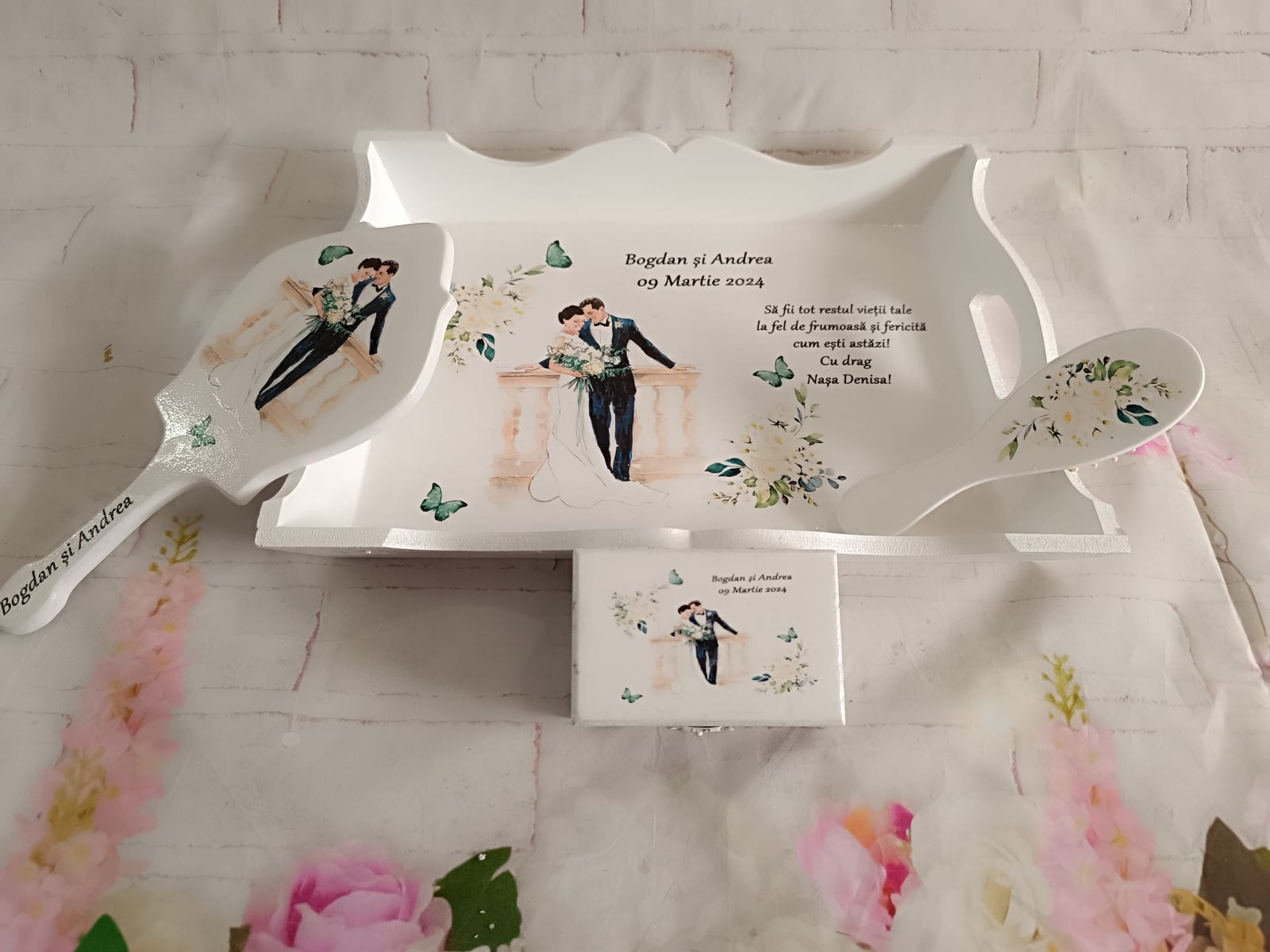 Tăvite personalizate mireasă și mire