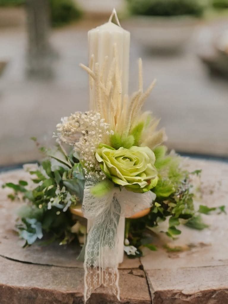 Lumânări botez flori uscate