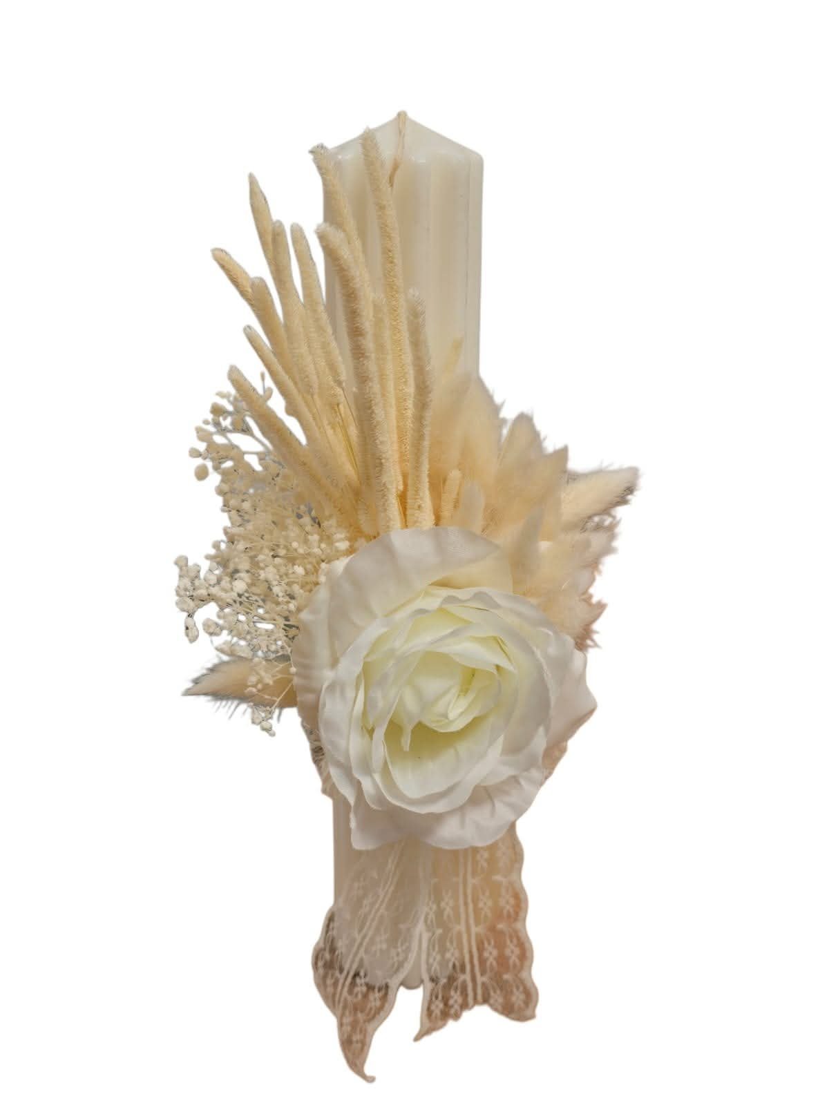 Lumânări botez flori uscate