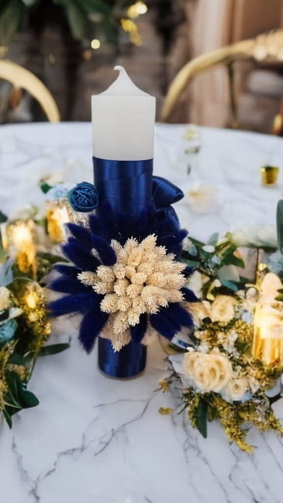 Lumânări botez flori uscate