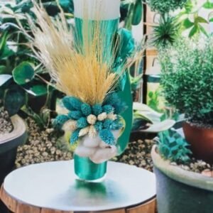 Lumânări botez flori uscate