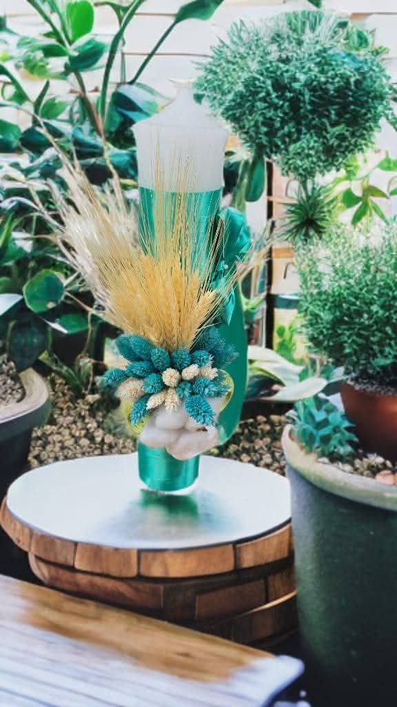 Lumânări botez flori uscate