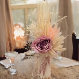 Lumânări botez flori uscate