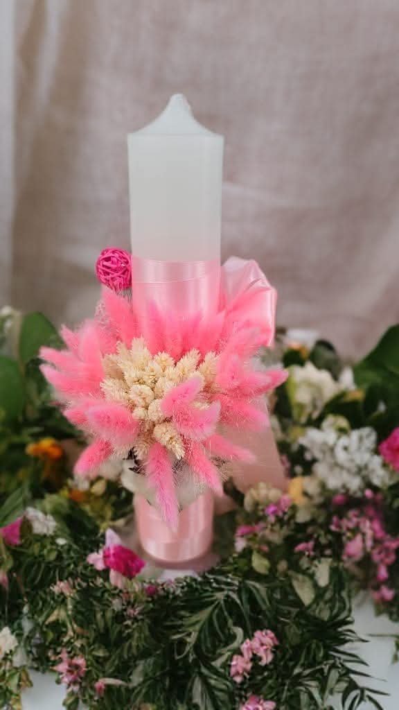 Lumânări botez flori uscate