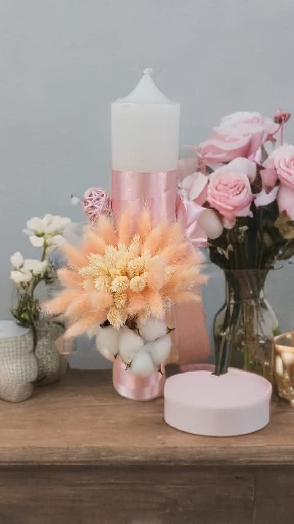 Lumânări botez flori uscate