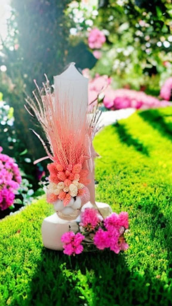 Lumânări botez flori uscate