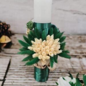 Lumânări botez flori uscate