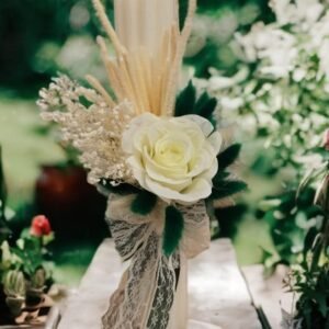 Lumânări botez flori uscate