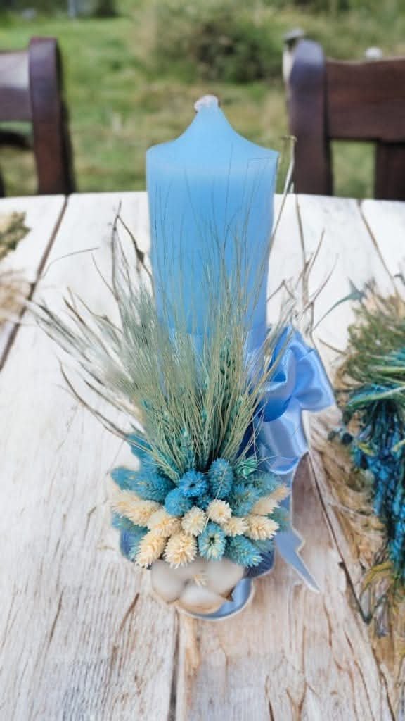 Lumânări botez flori uscate