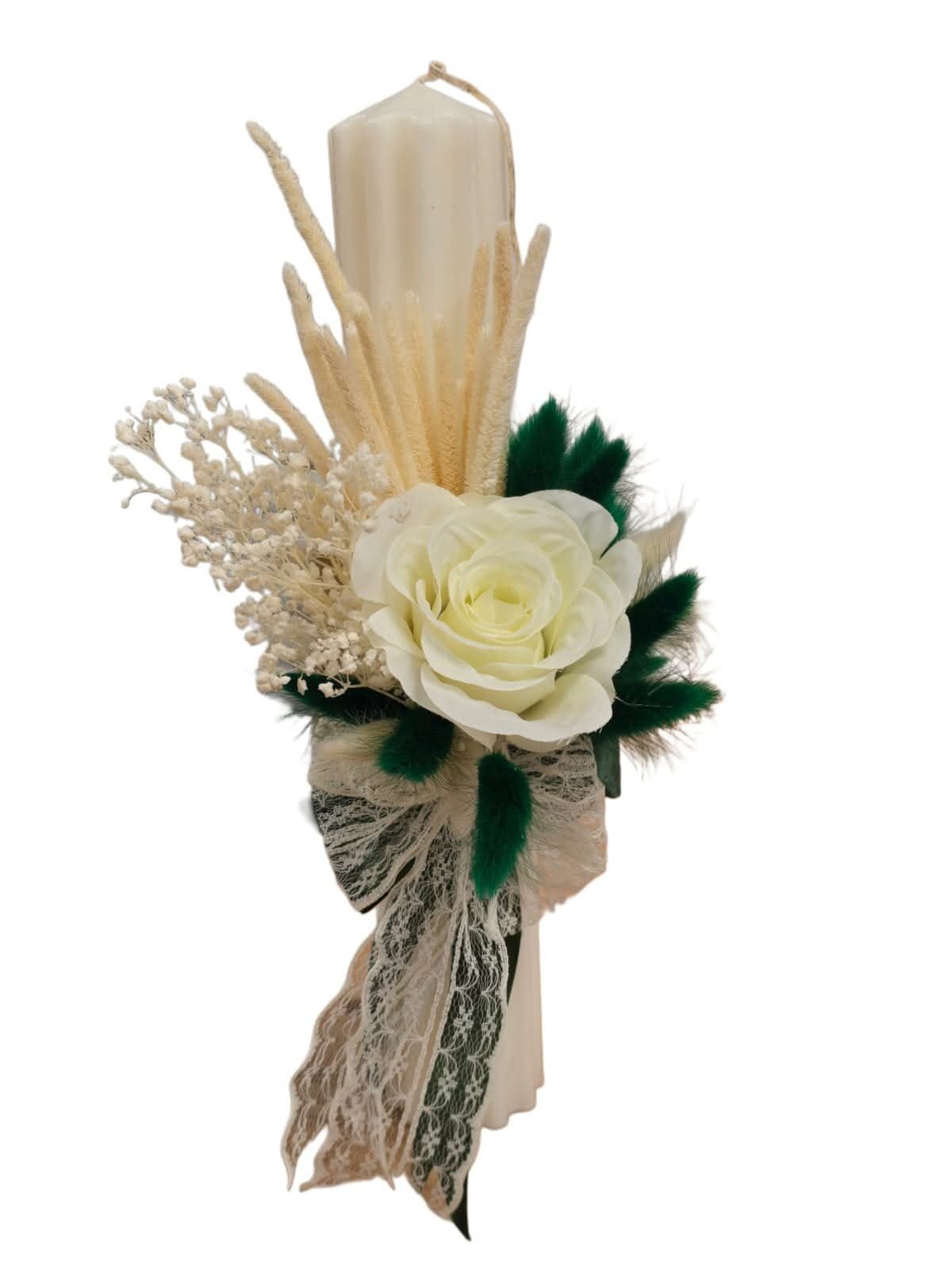 Lumânări botez flori uscate - imagine 2