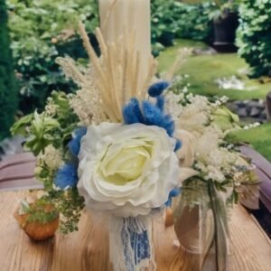 Lumânări botez flori uscate