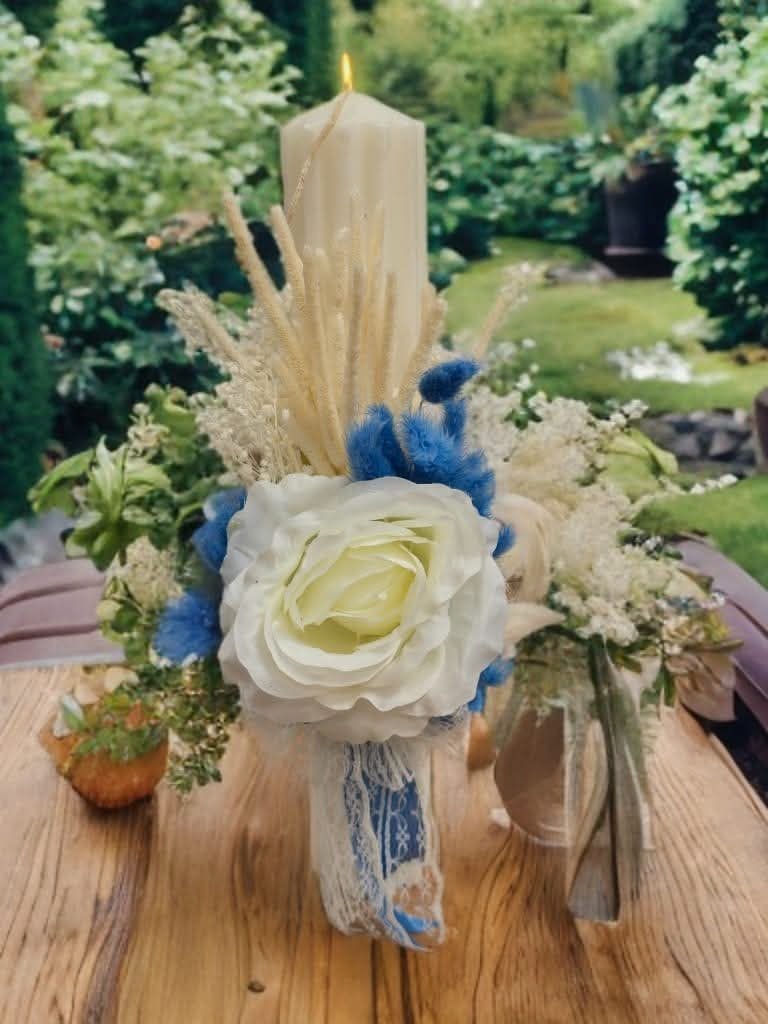 Lumânări botez flori uscate