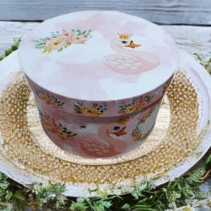 Cutie rotunda de carton Lebădă