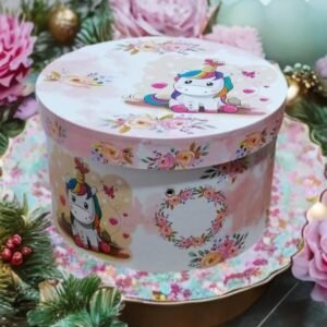 Cutie rotunda de carton Unicorn