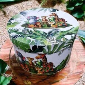 Cutie rotunda de carton Jungla