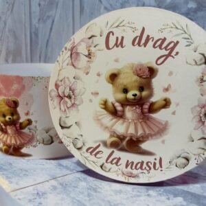 Cutie rotunda de carton Ursuleț