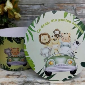 Cutie rotunda de carton Jungla