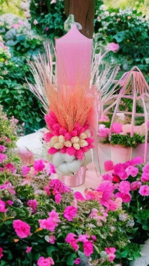 Lumânări botez flori uscate