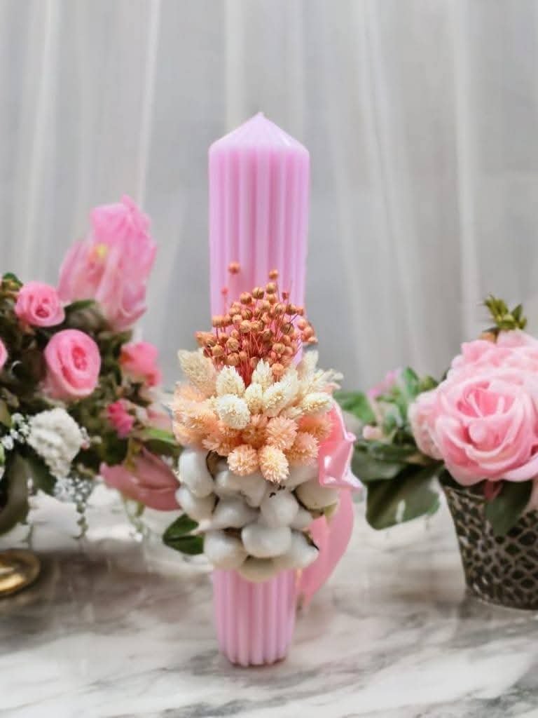 Lumănări botez flori uscate