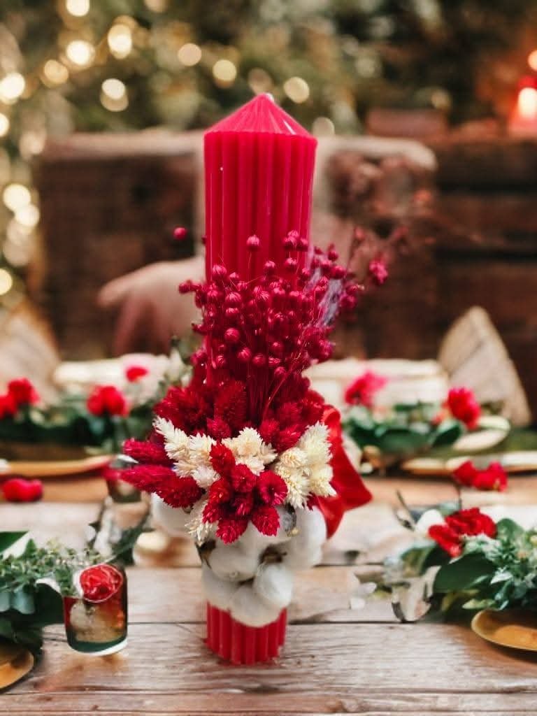 Lumănări botez flori uscate - imagine 3