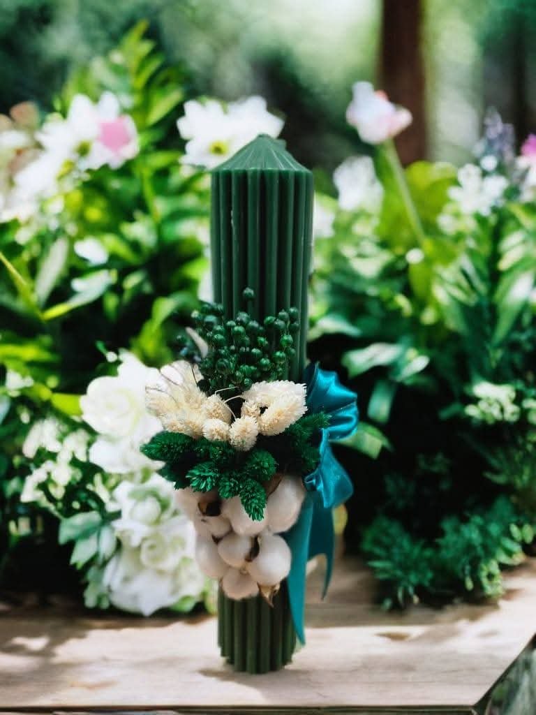 Lumănări botez flori uscate - imagine 4