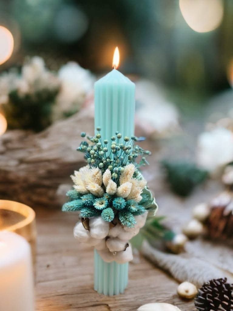 Lumănări botez flori uscate - imagine 5