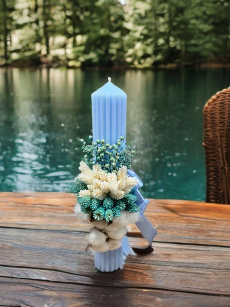 Lumănări botez flori uscate - imagine 9